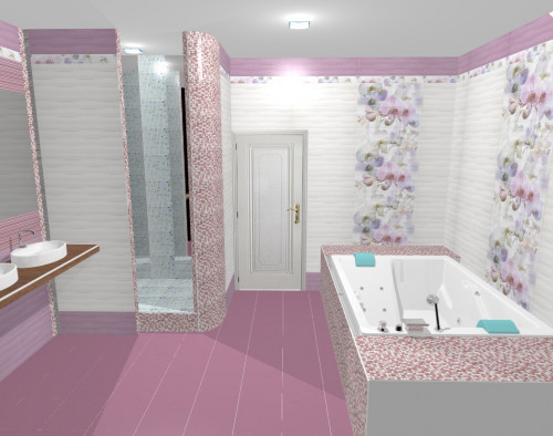 Романтичная ванная в загородном доме: белый, розовый и цветы