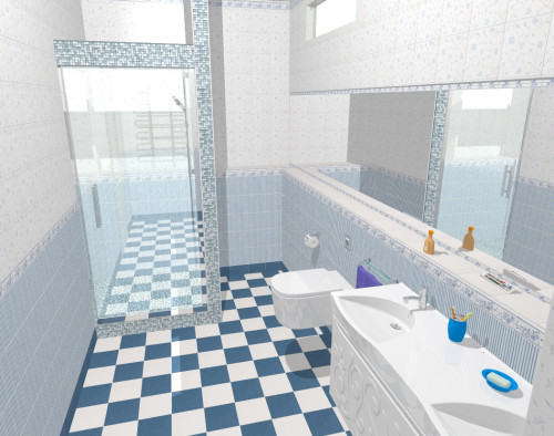 Ванная в романтическом стиле: интерьер в бело-голубых тонах