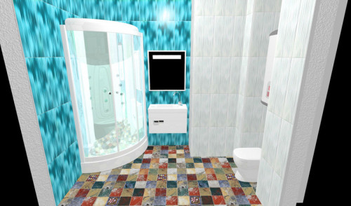 Современный дизайн ванной: белый и голубой