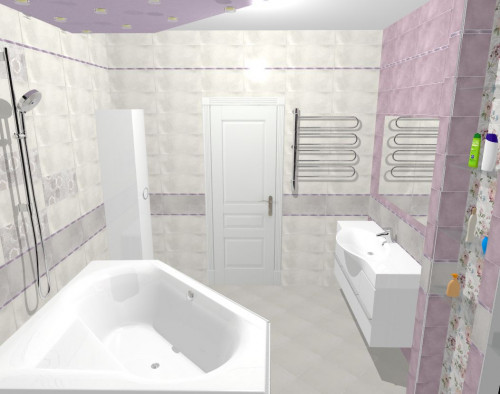 Серый и сиреневый, цветы и ленты: стиль романтик в интерьере ванной