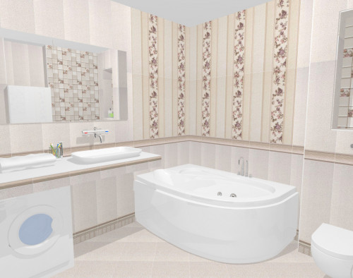 Бежево-розовая ванная комната в стиле «прованс»