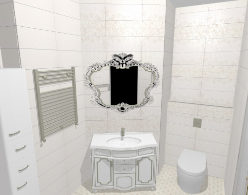 Стиль «романтик» в интерьере ванной: бежевый с золотом