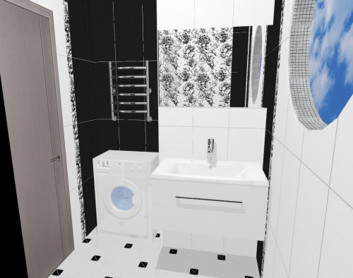 Черно-белые контрасты в дизайне интерьера ванной комнаты
