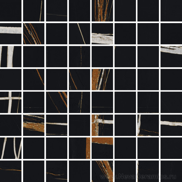 Фото плитки ITALON Charme Deluxe Floor Project : Italon Charme Deluxe Mosaico Sahara Noir Lux 29,2х29,2 Мозаика, 29.2x29.2 в интерьере