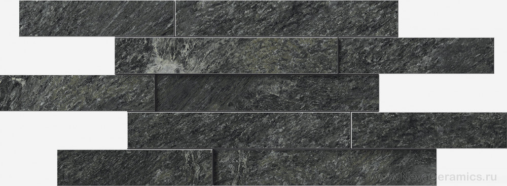 Фото плитки ITALON Skyfall : Italon Skyfall Brick 3D Nero Smeraldo 28х78 Декор, 78x28 в интерьере