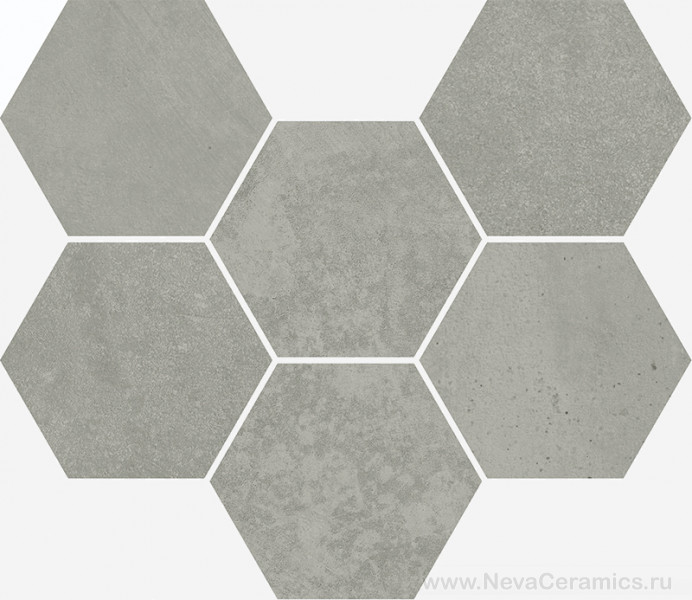 Фото плитки ITALON Terraviva Floor Project : Italon Terraviva Mosaico Hexagon Grey 25х29 Мозаика, 29x25 в интерьере