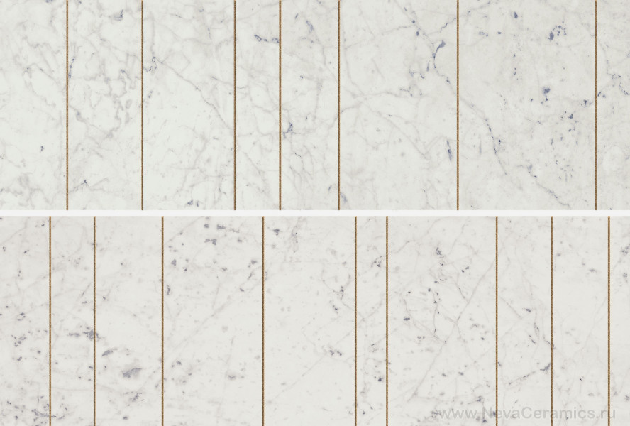 Фото плитки ITALON Charme Extra Wall Project : Italon Charme Extra Inserto Golden Line Carrara 25х75 Декор, 75x25 в интерьере