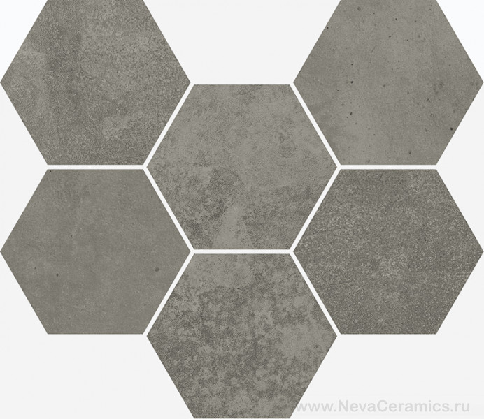 Фото плитки ITALON Terraviva Floor Project : Italon Terraviva Mosaico Hexagon Dark 25х29 Мозаика, 29x25 в интерьере