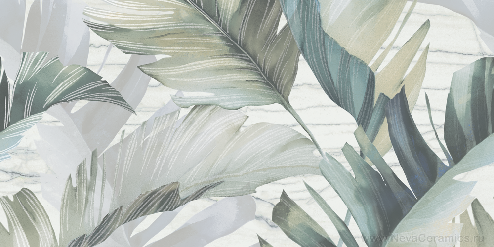 Фото плитки ITALON Charme Advance Wall Project : Italon Charme Advance Inserto Foliage Platinum White 40х80 Декор, 80x40 в интерьере