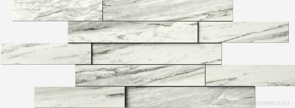 Фото плитки ITALON Skyfall : Italon Skyfall Brick 3D Bianco Paradiso 28х78 Декор, 78x28 в интерьере