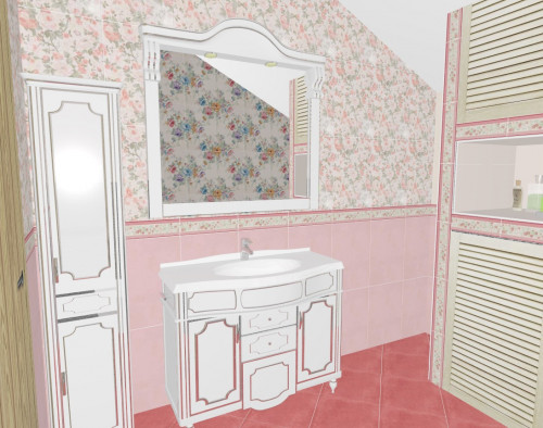 Бело-розовая ванная комната: стиль «прованс» в загородном доме