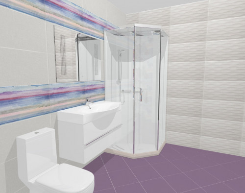 Прозрачность акварели в прованских мотивах: белый и лавандовый цвета в ванной