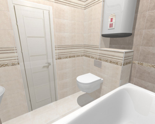 Современный стиль: бежевый и кремовый цвета в интерьере ванной