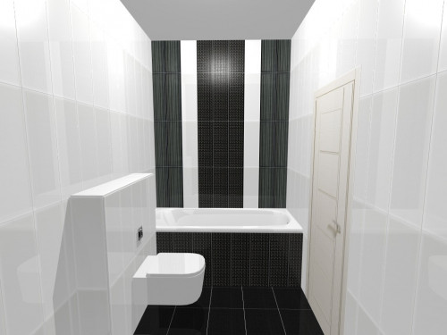 Стиль в чистом виде: черный и белый керамический кафель в ванной