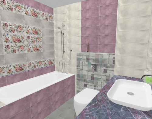 Вариация на тему винтажного стиля: серо-фиолетовая ванная