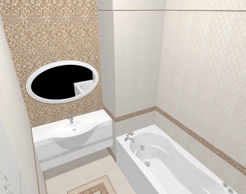 Восточный колорит в ванной: молочные стены с медовым орнаментом