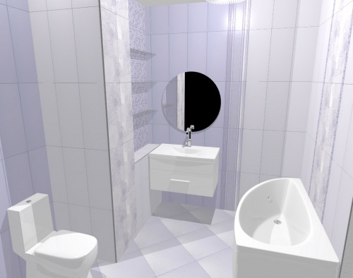 Лавандовый и фиолетовый: современный стиль в ванной с туалетом