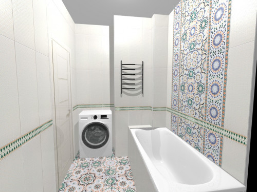 Мавританские орнаменты в белой ванной современного стиля