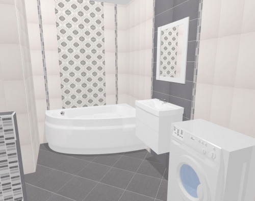 Монохромный интерьер ванной: элегантная пара — белый и серый