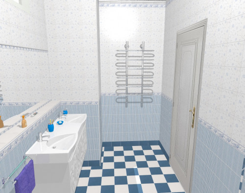 Ванная в романтическом стиле: интерьер в бело-голубых тонах