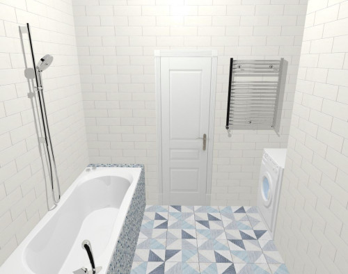 Запоминающийся дизайн ванной: белый, серый и бирюзовый