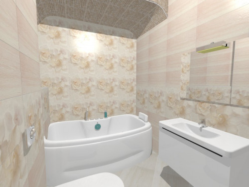 Бело-бежевая ванная комната: светлый современный стиль