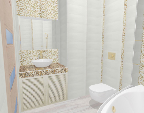 Бело-золотая роскошь: стиль ар деко в ванной комнате