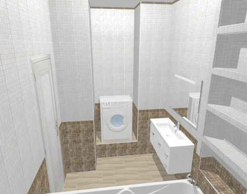 Элегантность белого и кофейного: плитка с мозаичной фактурой в ванной