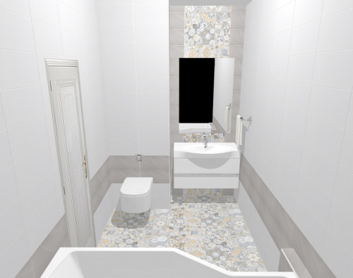 Серый, бежевый, белый: светлая ванная в стиле «романтик»