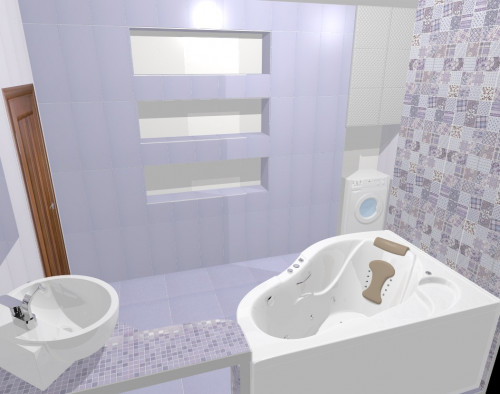 Сиреневая нежность: светлая ванная комната в современном стиле