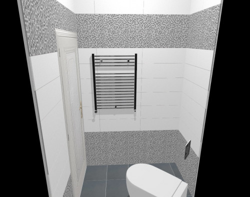Урбанистический интерьер туалета: белый + серый + черный