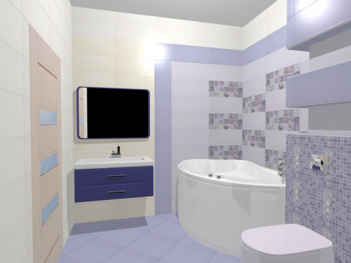 Все оттенки лаванды: романтичная ванная с мозаикой и пэтчворк