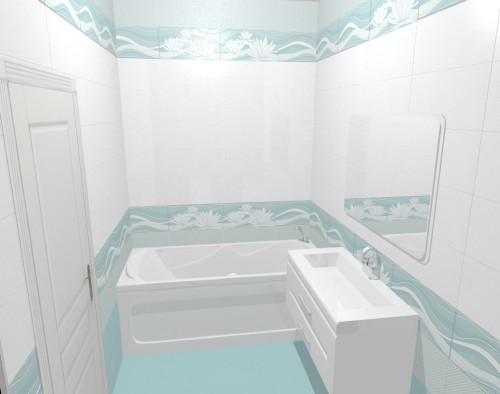 Белые лотосы на бирюзовых волнах — ванная в стиле «романтик»