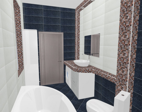 Черно-белое сочетание и цветочное панно: роскошная ванная комната
