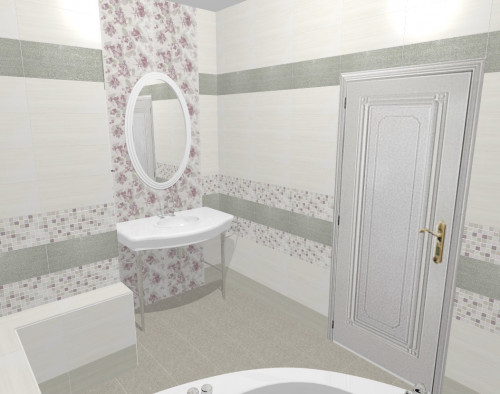 Интерьер ванной в стиле «романтик»: цвет мяты, сиреневый и белый