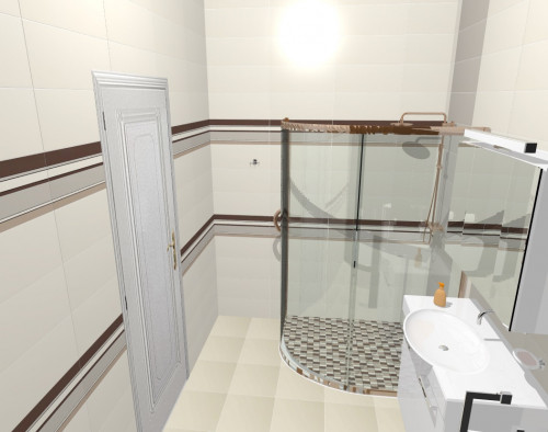 Стильный интерьер ванной: песочный и серый
