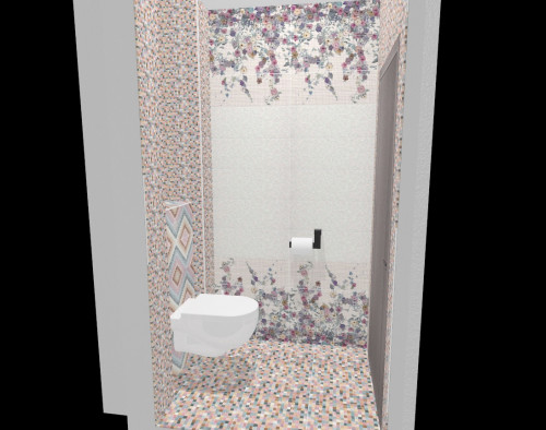 Туалет в современном стиле: россыпи цветов, орнамент и мозаика