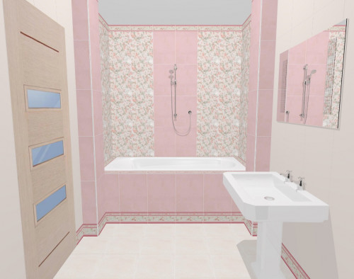 Ванная в стиле «прованс»: цветочные узоры и бело-розовая пастель