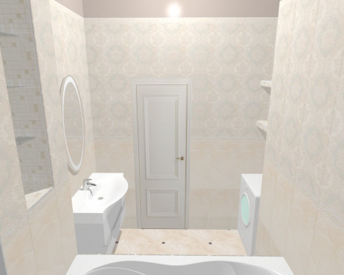 Бело-кремовые узоры или французский стиль в ванной комнате