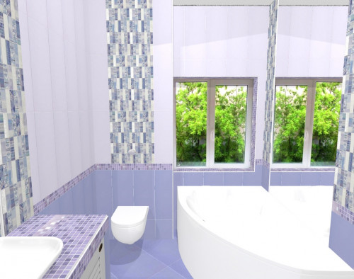 Интерьер ванной комнаты в лиловых тонах