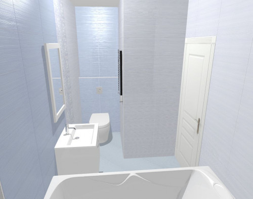 Оттенки неба: ванная комната в бело-голубой палитре
