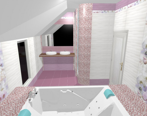 Романтичная ванная в загородном доме: белый, розовый и цветы