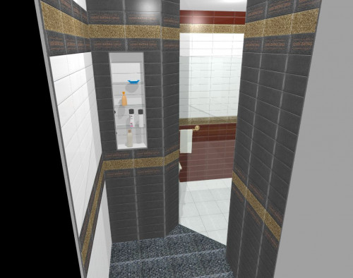 Современная классика в ванной: белый, бордо, золото, черный