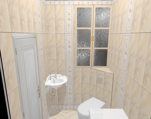 Туалет в классическом стиле — бежевая палитра и рельефные декоры