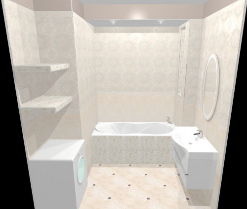 Бело-кремовые узоры или французский стиль в ванной комнате