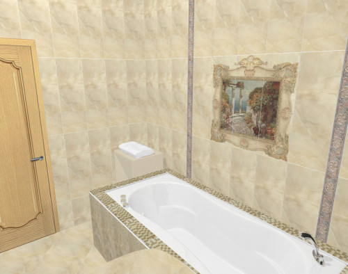 Бежевые и кремовые цвета в ванной дворцового стиля