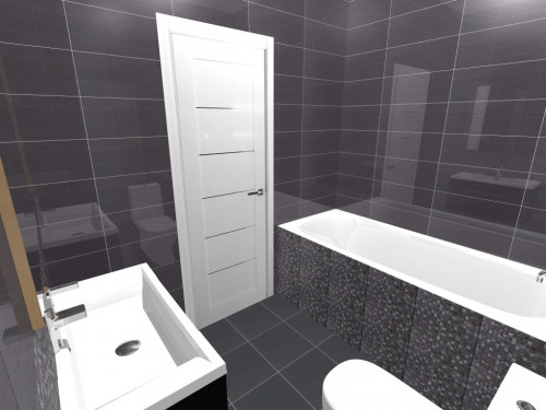 Черный и мозаика: монохромная ванная в современном стиле