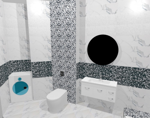 Cовременная черно-белая классика в интерьере ванной