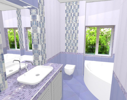 Интерьер ванной комнаты в лиловых тонах