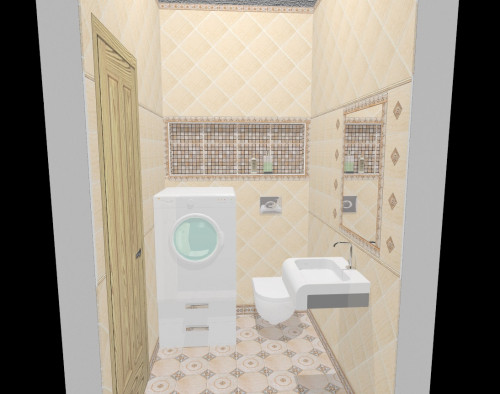 Коричневый орнамент по кремовому полю: туалет в греческом стиле